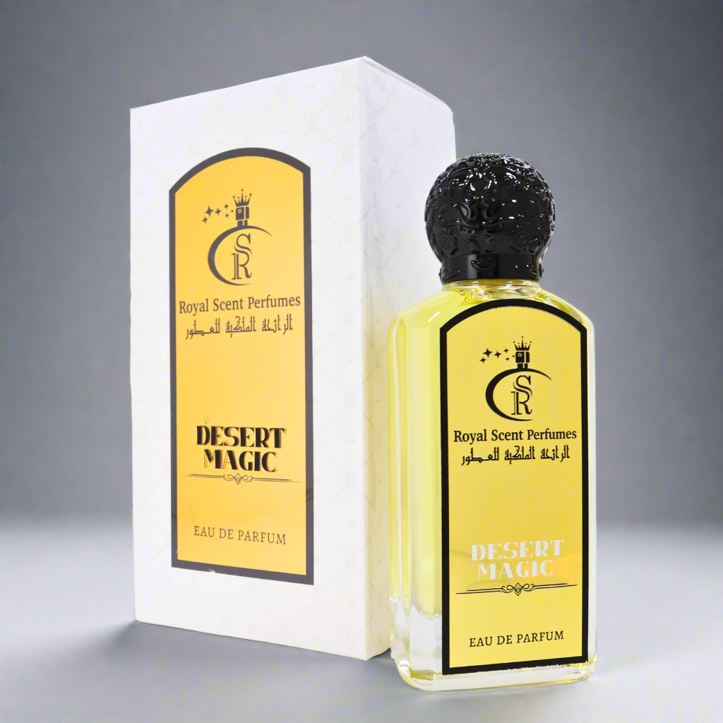 Desert Magic collector’s edition – A hypnotic blend of fruity sweetness, spicy rose, and woody patchouli.