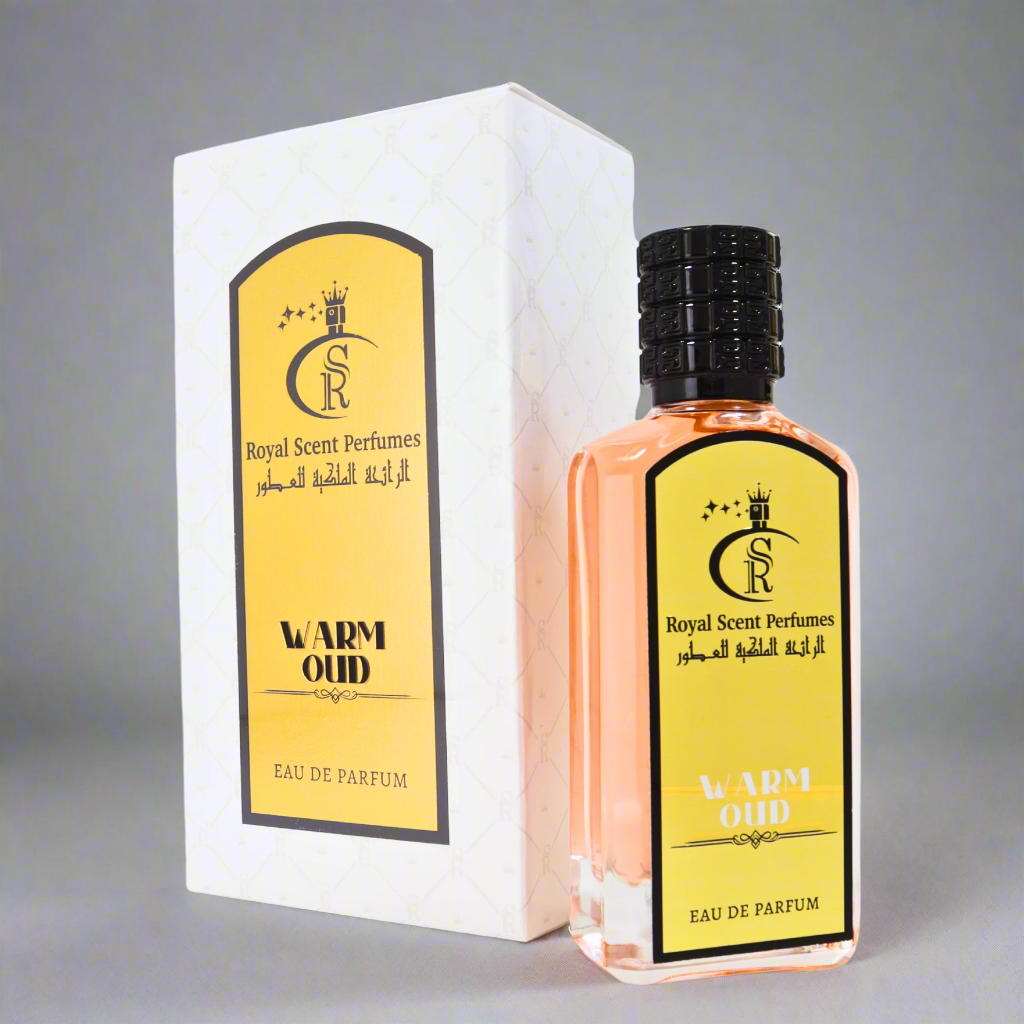 Gold-accented Warm Oud Perfume with box – A sensual blend of amber, patchouli, and leather for a bold signature scent.